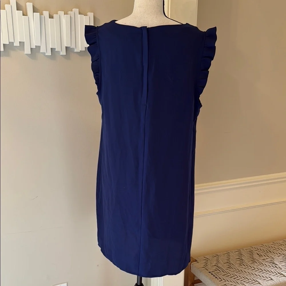 Cynthia Rowley Women's 12 Navy Sleeveless Dress with Ruffle Sleeve
